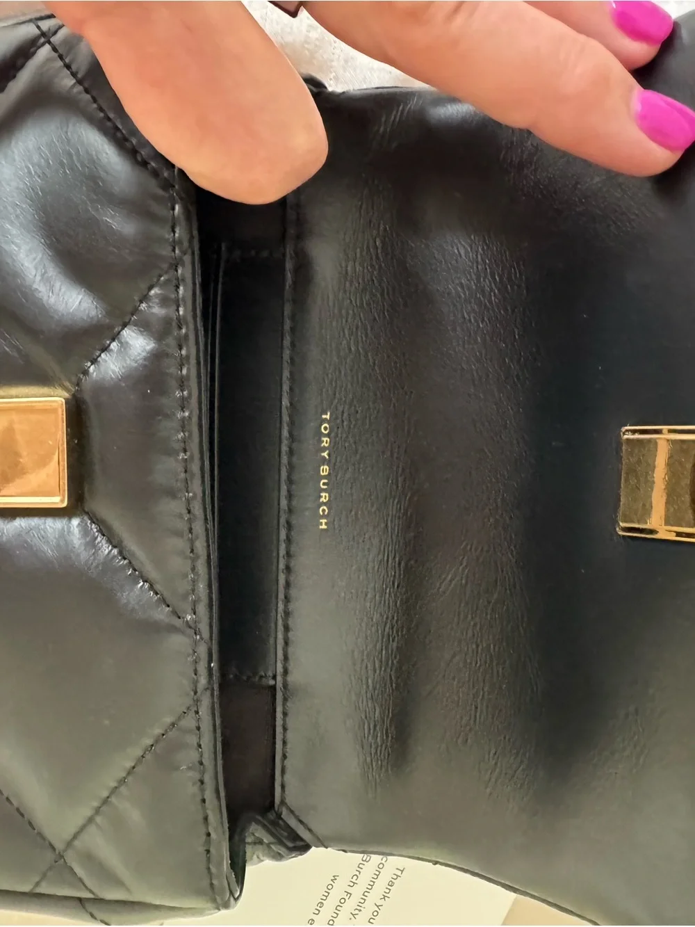 Tory Burch Mini Kira Diamond Quilt Flap Bag - Black with Gold Hardware